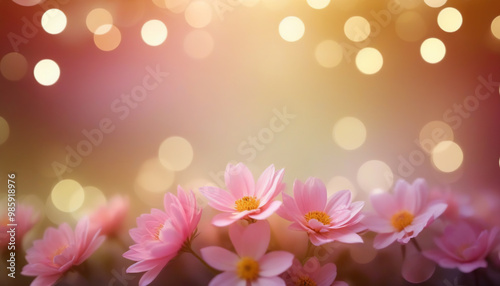 Pink flowers on a blurred background