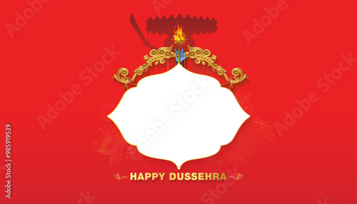 Dussehra festival template design. Lord rama bow Arrow and ravana vector illustration.
