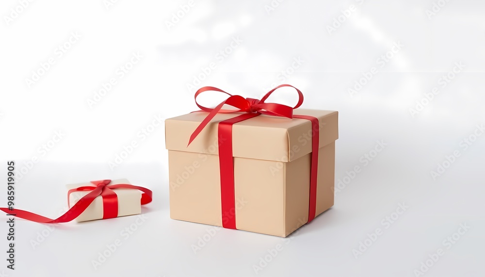 Obraz premium red gift box with ribbon