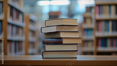 Neatly Stacked Hardcover Books on a Table