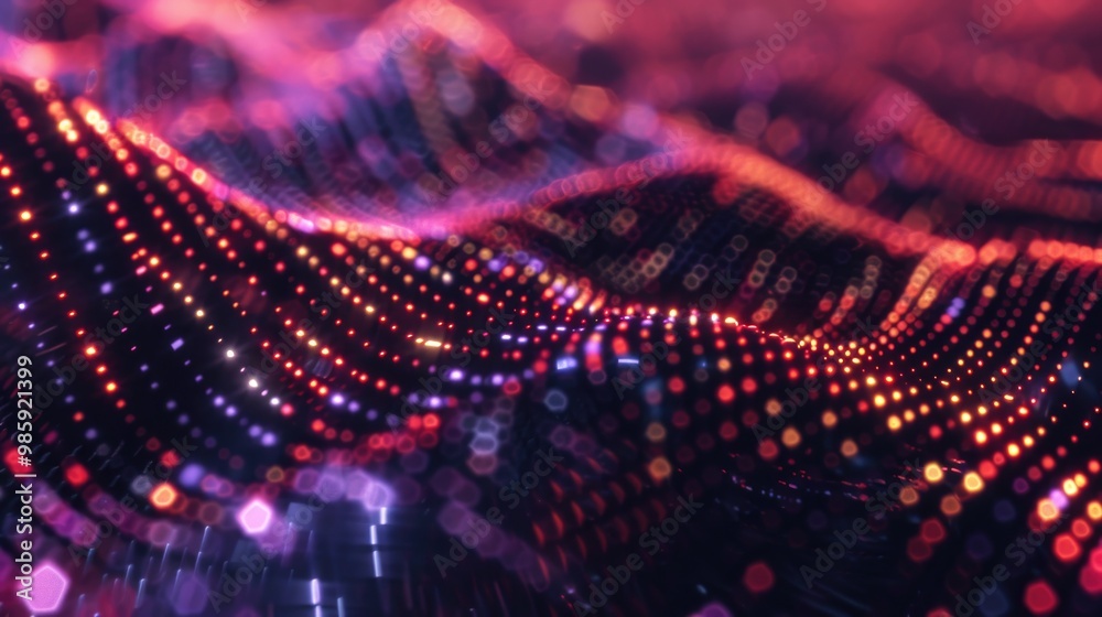 A digital image of a wave of lights A digital image of a wave of lights