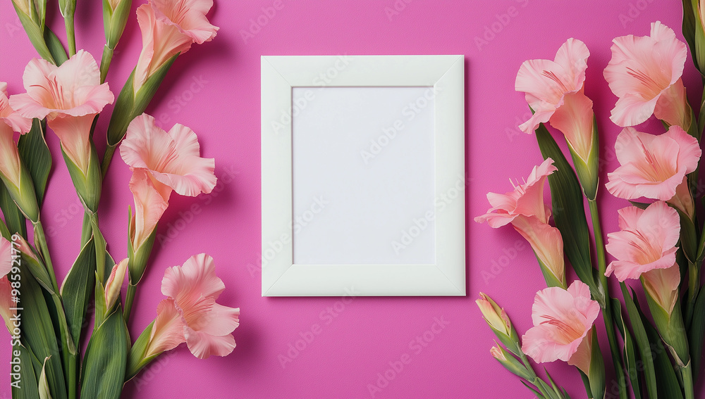 Gladioli and blank paper card Gladioli and blank paper card