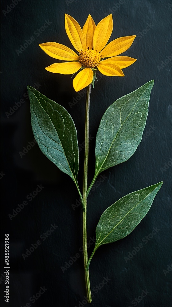 Yellow Flower on Black Background - Minimalist Floral Photography Yellow Flower on Black Background - Minimalist Floral Photography