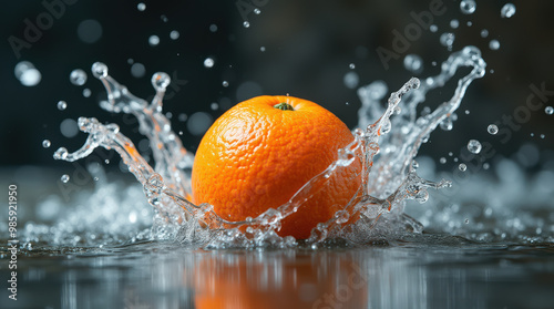 Close-up Shots of Fresh Oranges Splashed by Water - Studio Photography with Dynamic Water Effects