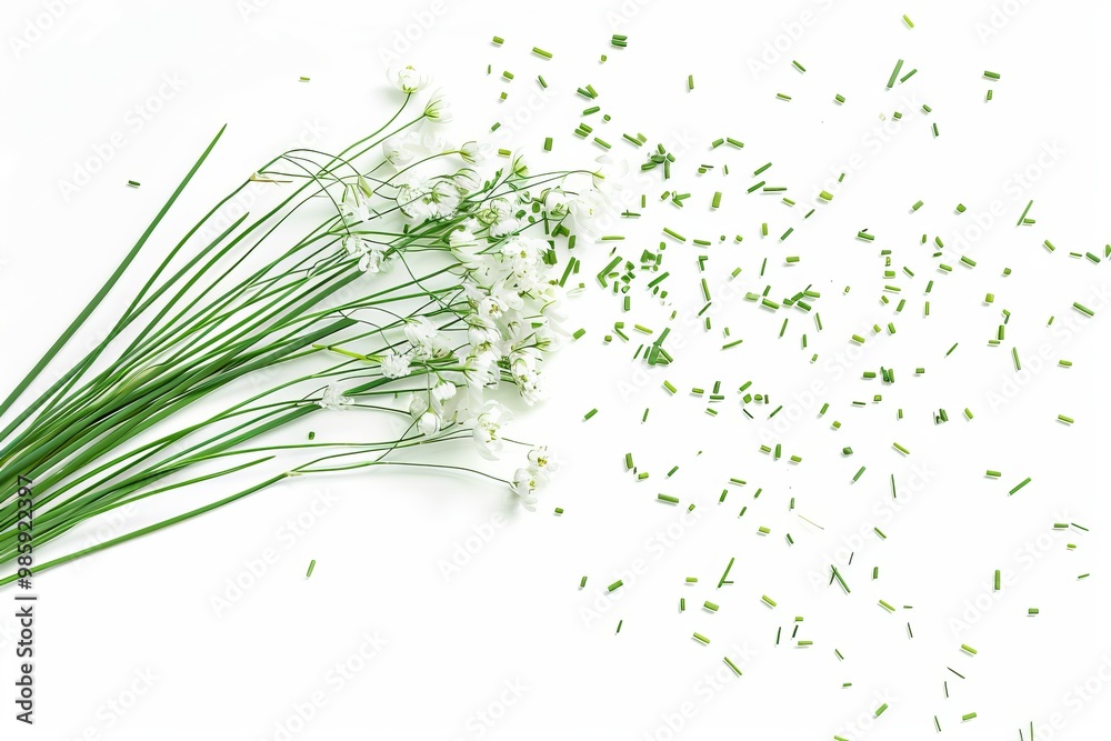 A fresh Garlic chives isolated on white A fresh Garlic chives isolated on white