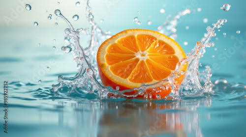 Vibrant Splashing Orange Photography in Water – Fresh Citrus Fruit Image for Healthy Food and Beverage Design