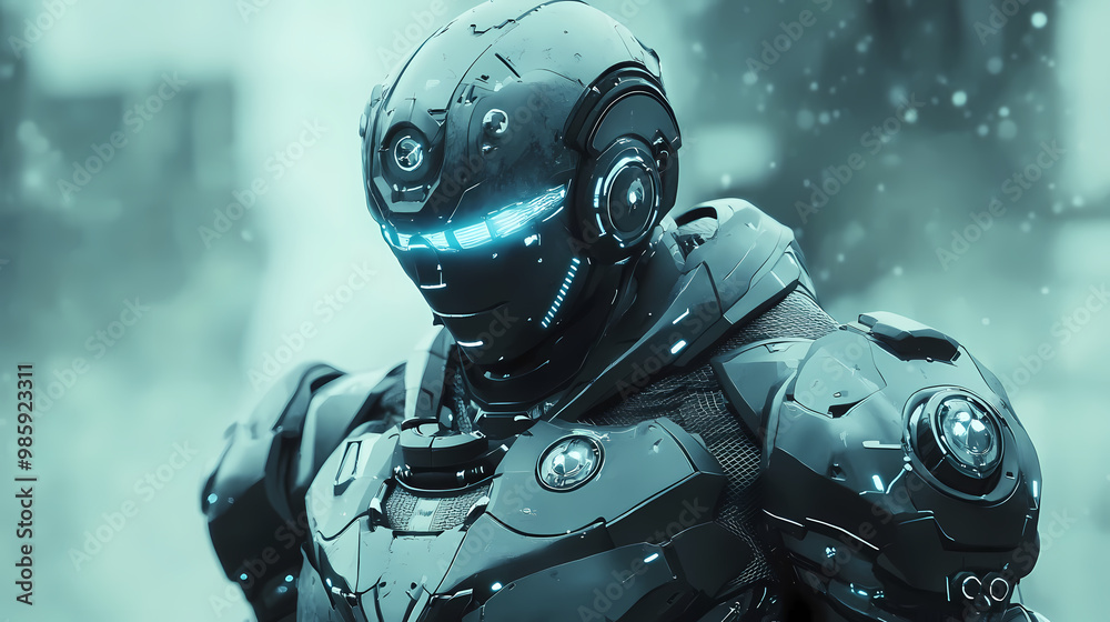 Man in an armored nano tech suit is looking for action. Futuristic Armor. Illustration Man in an armored nano tech suit is looking for action. Futuristic Armor. Illustration