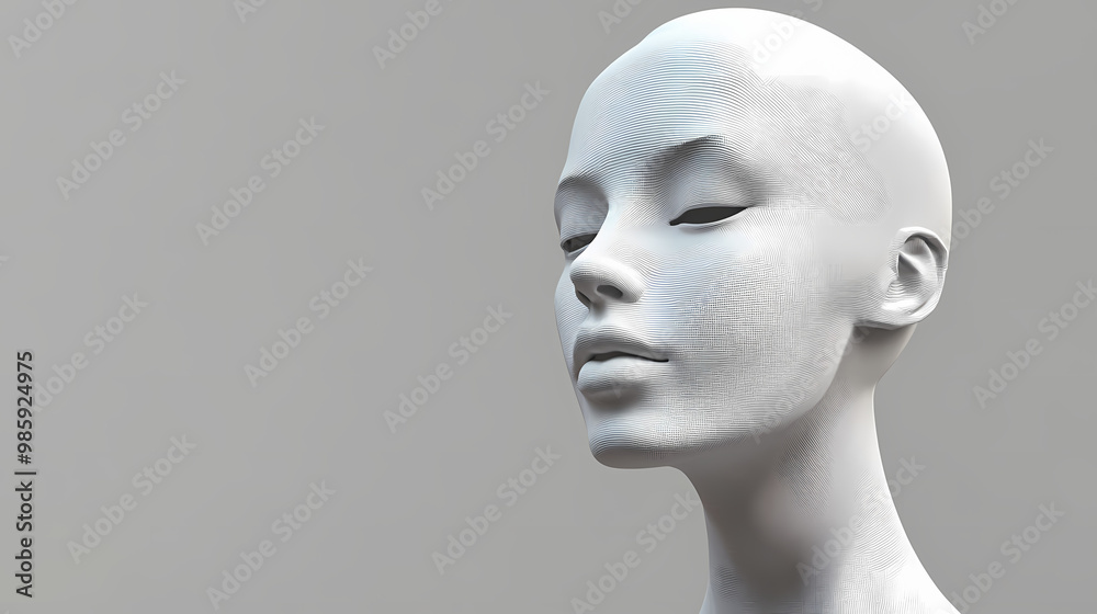 Mannequin head profile generative ai. Runway Model. Illustration Mannequin head profile generative ai. Runway Model. Illustration