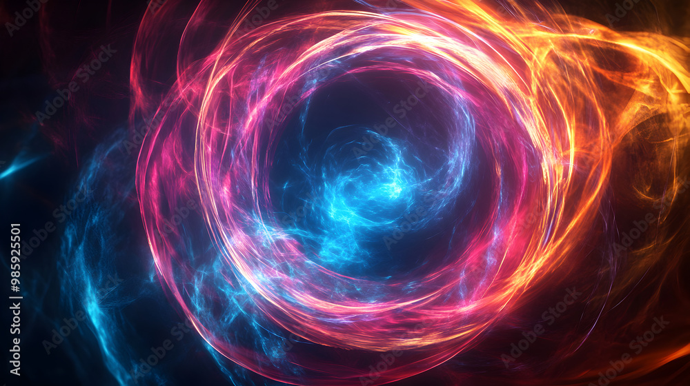 Pulsating energy waves forming a circular design.
Pulsating energy waves forming a circular design.