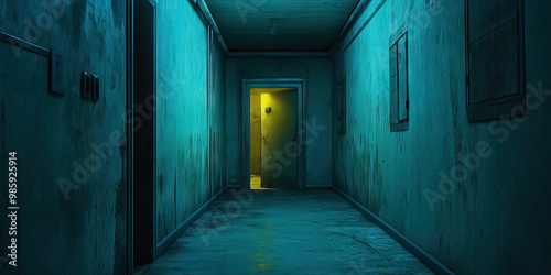 Wallpaper Mural A deserted hallway, with a single menacing door ajar. Torontodigital.ca