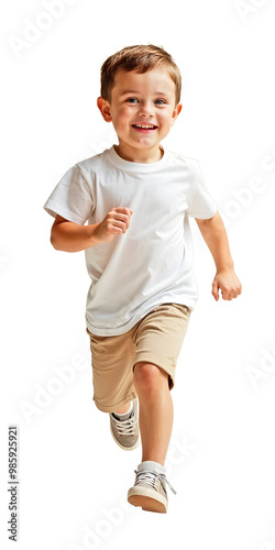 A Happy Young Kid Running in Casual Outfit