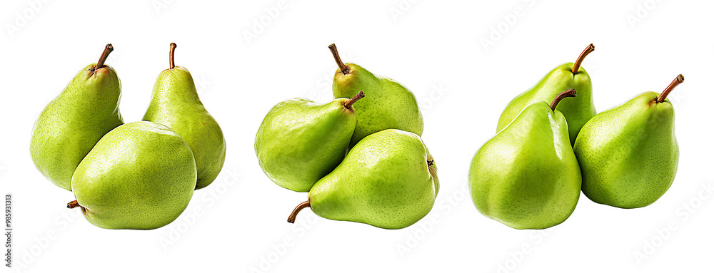 Pears in groups of three and four on a transparent background Pears in groups of three and four on a transparent background