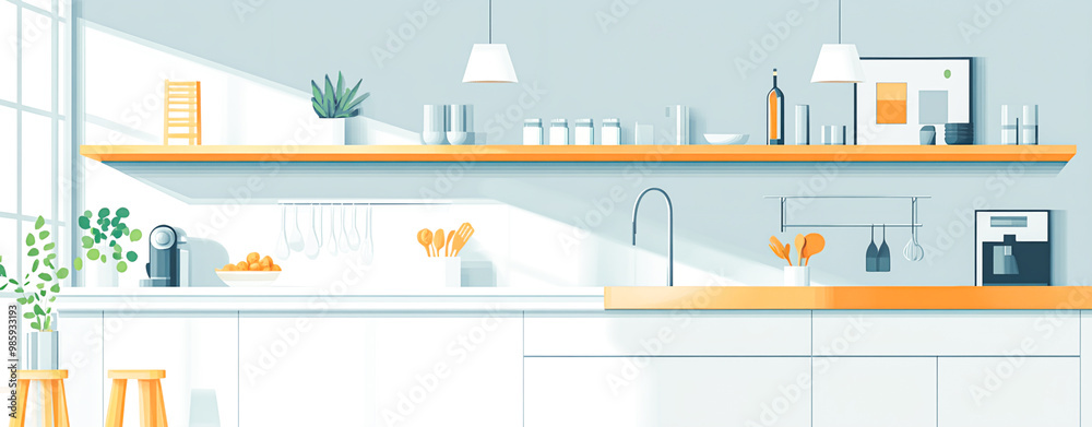 Modern Bright Kitchen with Minimalist Design Elements Modern Bright Kitchen with Minimalist Design Elements