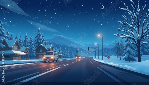Winter night landscape
