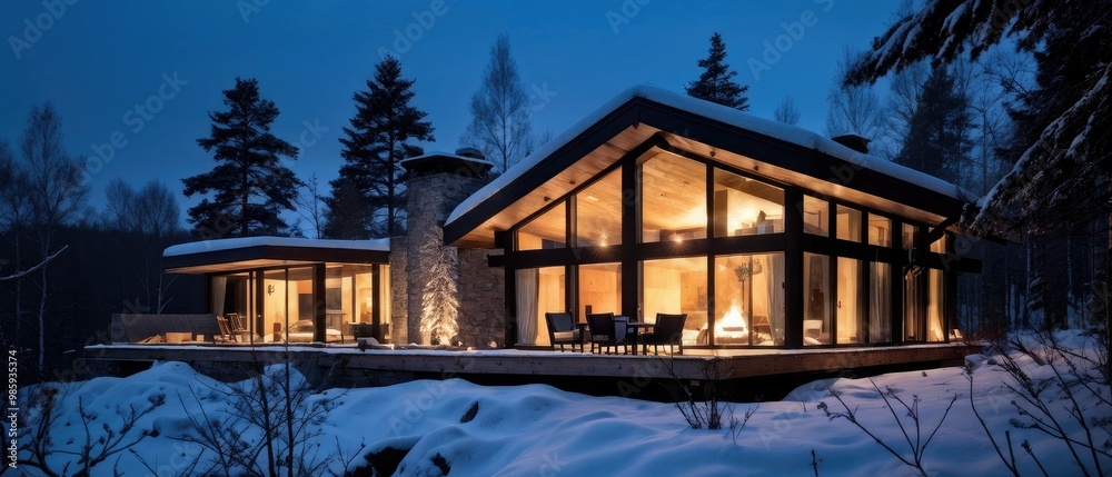 Modern Cabin in Snowy Forest Modern Cabin in Snowy Forest