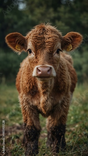 Curious calf looking at the camera.