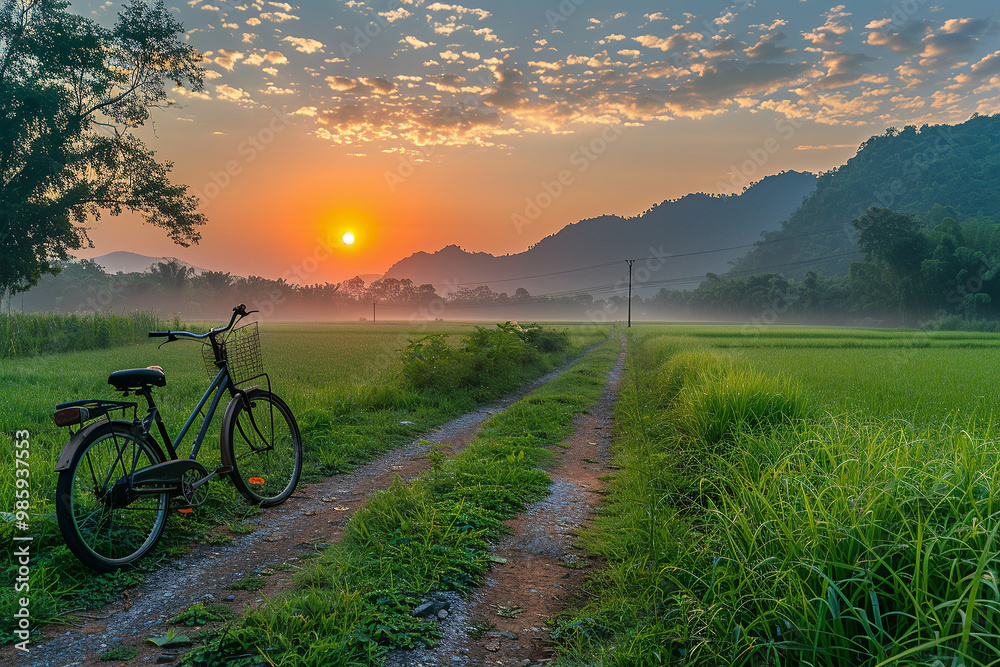 Obraz premium bicycle on sunset