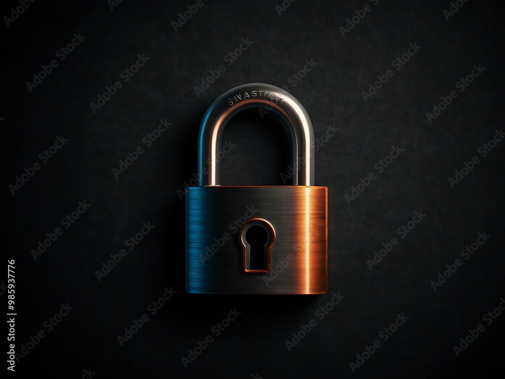 Cybersecurity padlock icon on a black background. Cybersecurity padlock icon on a black background.