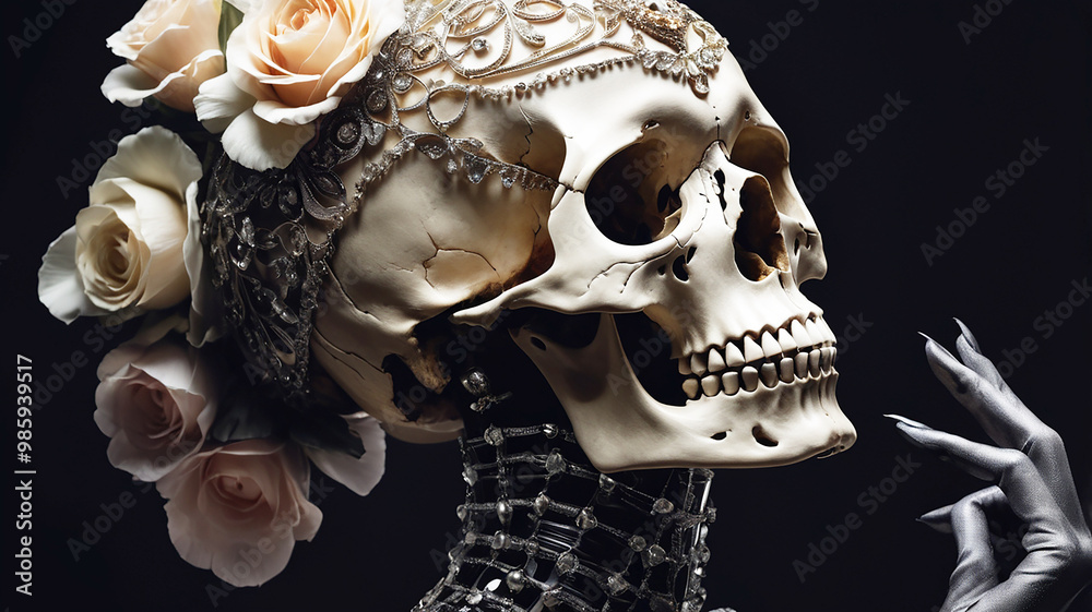 Naklejka premium Vintage human skull concept