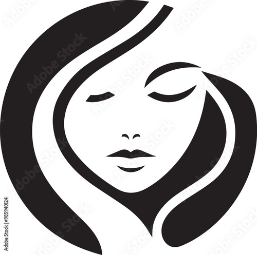 woman face logo silhouette vector Design