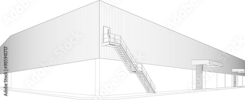 3D illustration of industrial project