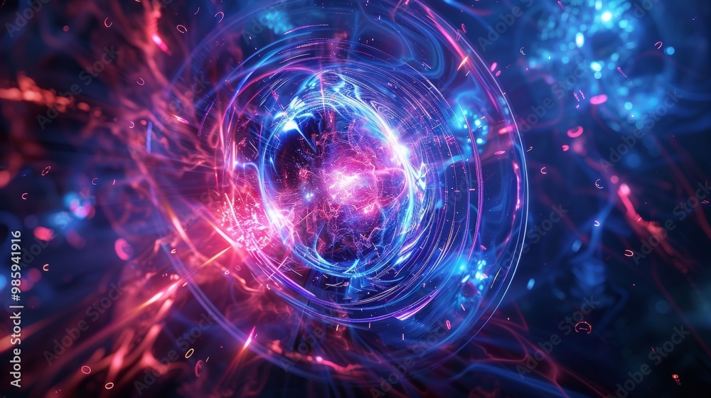Vibrant Cosmic Vortex of Radiant Energy and Digital Dreamscape Vibrant Cosmic Vortex of Radiant Energy and Digital Dreamscape