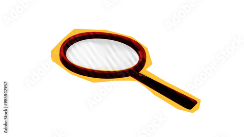 magnifying glass lens in halftone effect. element magnifying glass collage retro on transparent background