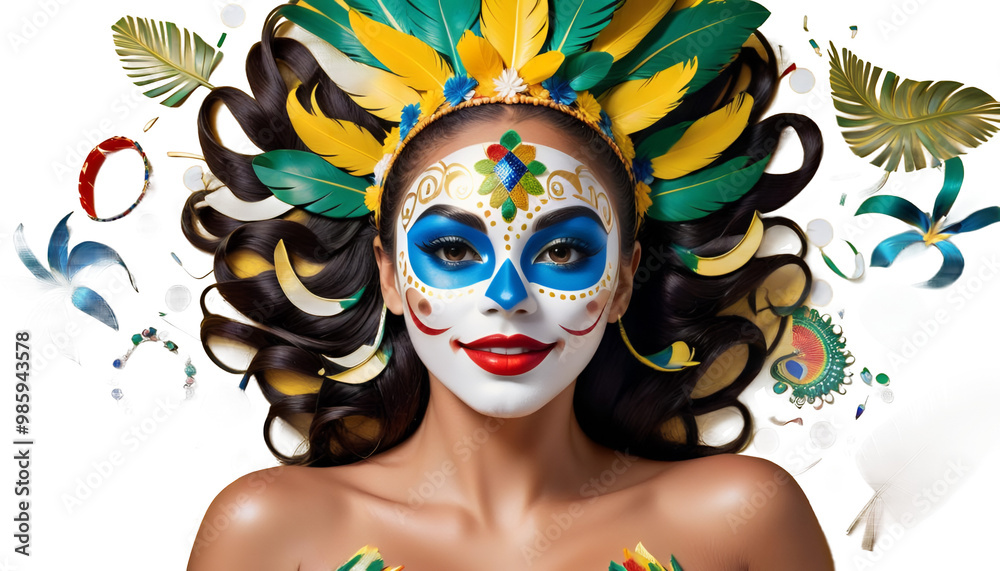 brasil brasileira o gerado carnaval comemorando no por com pintado mulher rosto ia brazil brazilian carnival face paint face cloak art face colours colourful culture festival fun dragon asia china