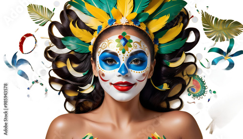 brasil brasileira o gerado carnaval comemorando no por com pintado mulher rosto ia brazil brazilian carnival face paint face cloak art face colours colourful culture festival fun dragon asia china photo