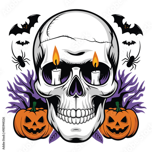 hallowen skull design with white background.
