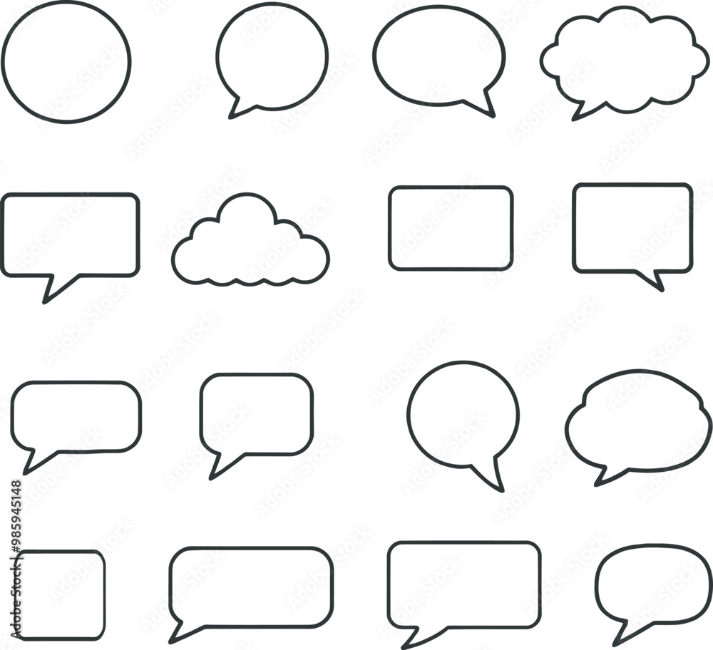 Set of Outline Speech and Thought Bubbles Set of Outline Speech and Thought Bubbles