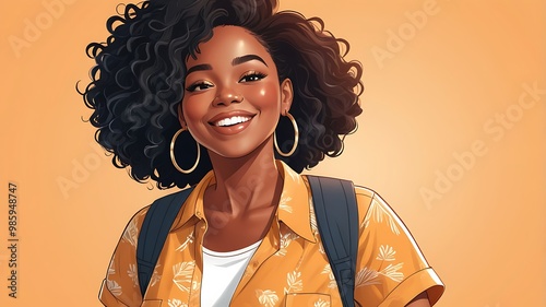Happy black woman illustration