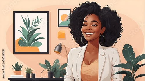 Happy black woman illustration