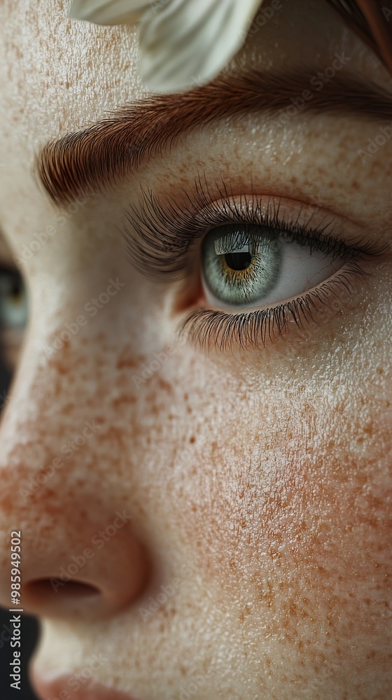 Closeup Portrait of a Woman's Eye with Freckles Closeup Portrait of a Woman's Eye with Freckles