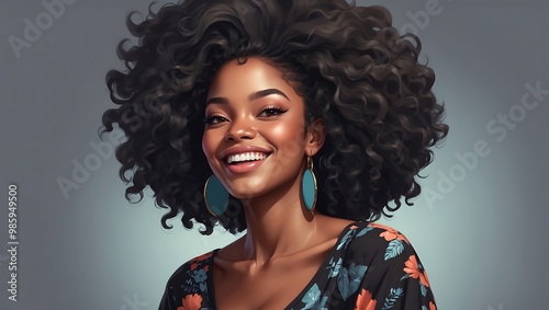 Happy black woman illustration
