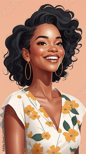 Happy black woman illustration