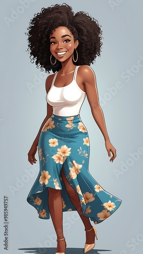 Happy black woman illustration