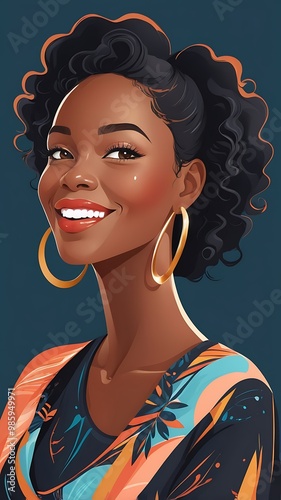 Happy black woman illustration