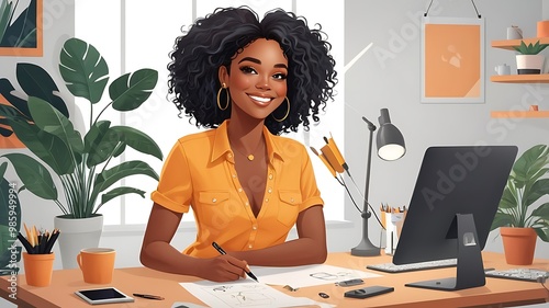 Happy black woman illustration