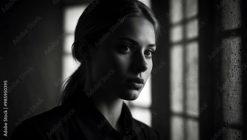Enigmatic portrait in shadows, evoking depth and hidden stories. Enigmatic portrait in shadows, evoking depth and hidden stories.