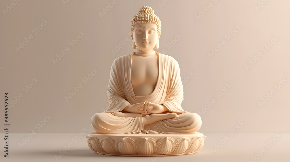 A serene 3D rendered of a Buddha statue in the traditional lotus meditation pose The Buddha figure sits in a peaceful contemplative state symbolizing the path to enlightenment and inner peace A serene 3D rendered of a Buddha statue in the traditional lotus meditation pose The Buddha figure sits in a peaceful contemplative state symbolizing the path to enlightenment and inner peace