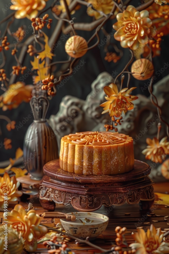 A single-serving cake placed on top of a wooden plate, perfect for serving at parties or special occasions A single-serving cake placed on top of a wooden plate, perfect for serving at parties or special occasions