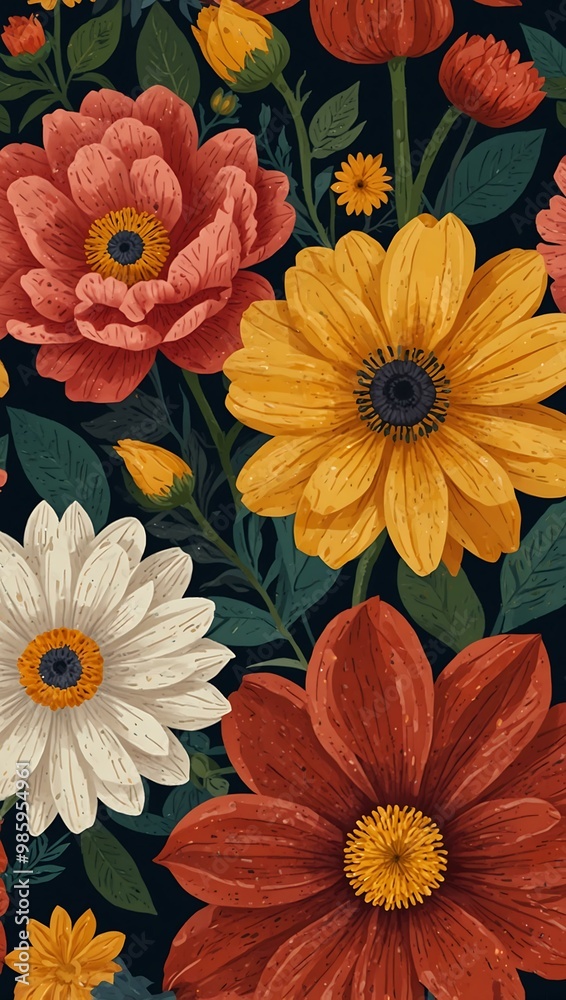 Final version of a lively floral composition. Final version of a lively floral composition.