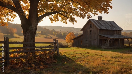 old barn in autumn photo