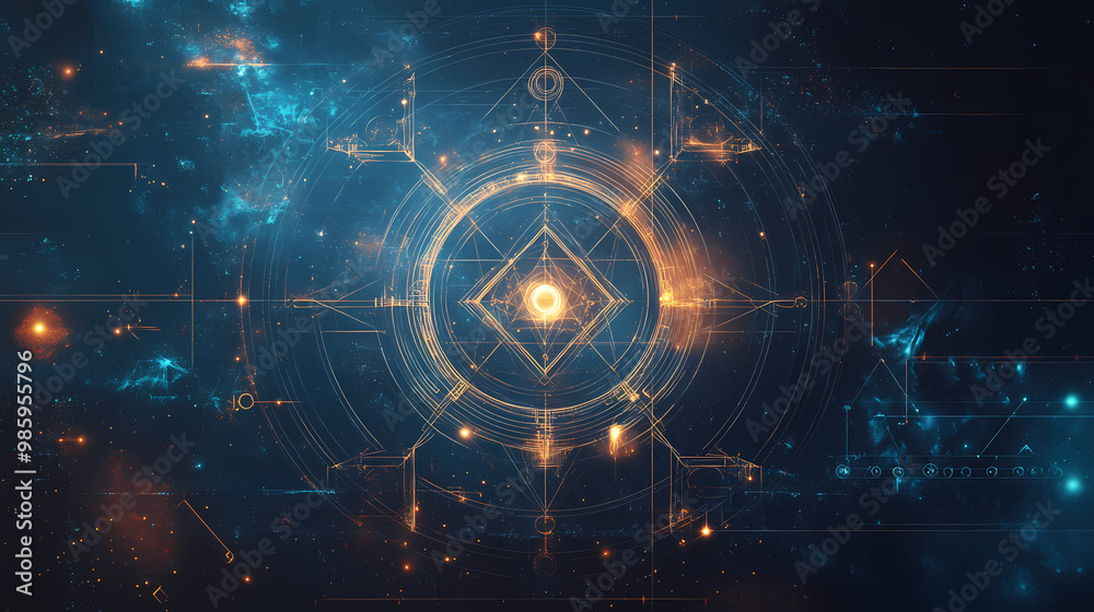 Obraz premium Sacred geometry symbols and elements background. alchemy, religi. Sacred Geometry. Illustration