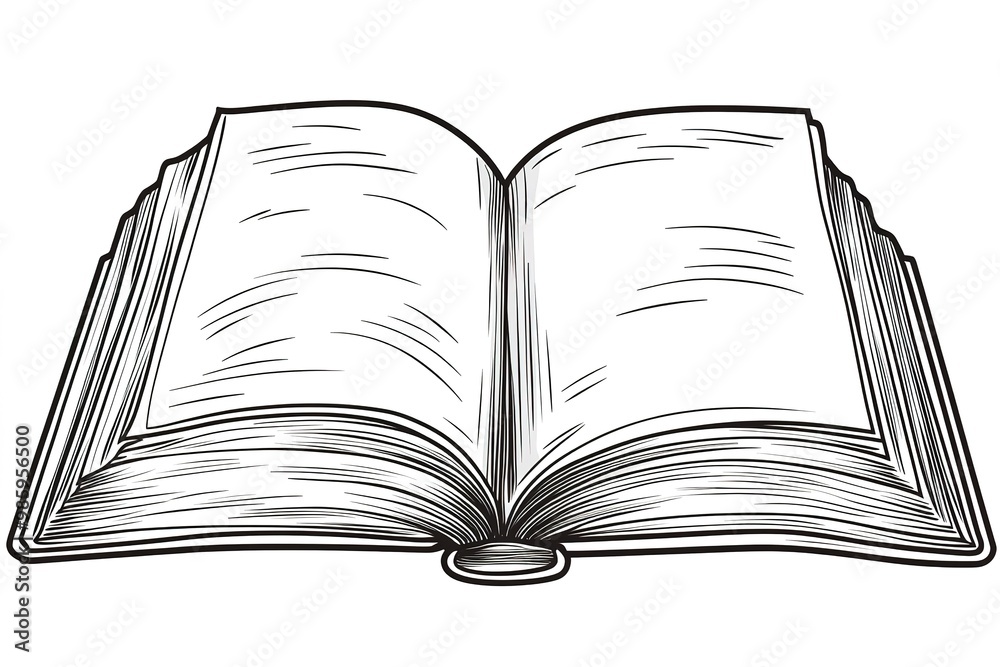 Open book with pages. Hand drawn vector sketch in vintage style Open book with pages. Hand drawn vector sketch in vintage style
