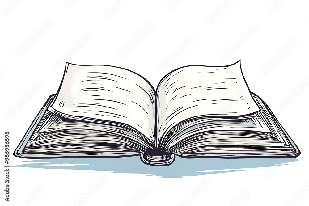 Open book with pages. Hand drawn vector sketch in vintage style Open book with pages. Hand drawn vector sketch in vintage style
