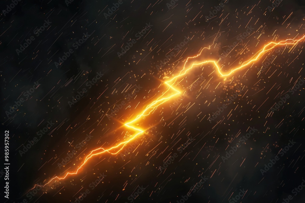 A dramatic weather phenomenon with a bright flash of electricity illuminating the dark cloudy sky A dramatic weather phenomenon with a bright flash of electricity illuminating the dark cloudy sky