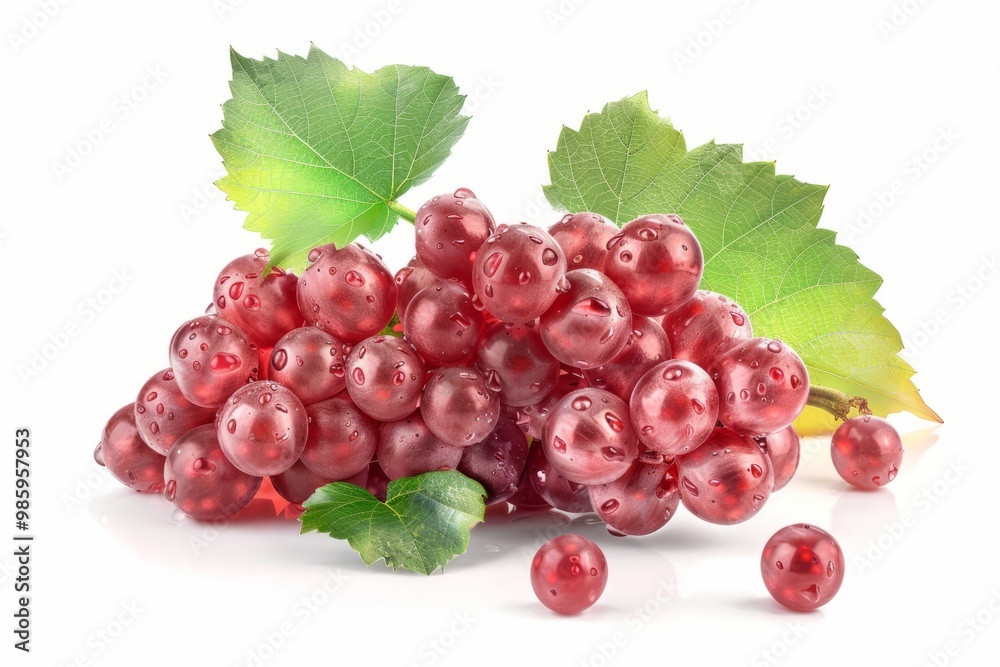 Fototapeta premium A fresh ruby roman grape isolated on white