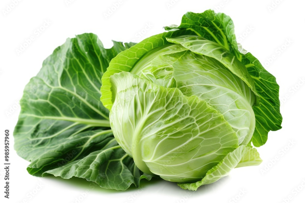 A fresh and crisp cabbage head, ready for cooking or decoration A fresh and crisp cabbage head, ready for cooking or decoration